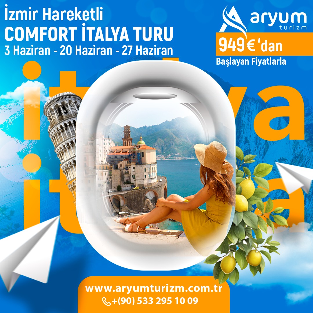 🇮🇹 Izmirden konforlu Italya turu seni bekliyor📆 Hareket Tarihleri 3 Haziran 20 Haziran 